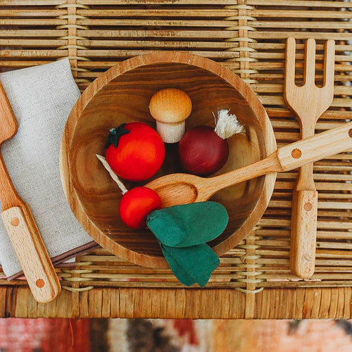 Assorted Wooden Vegetables in Crate