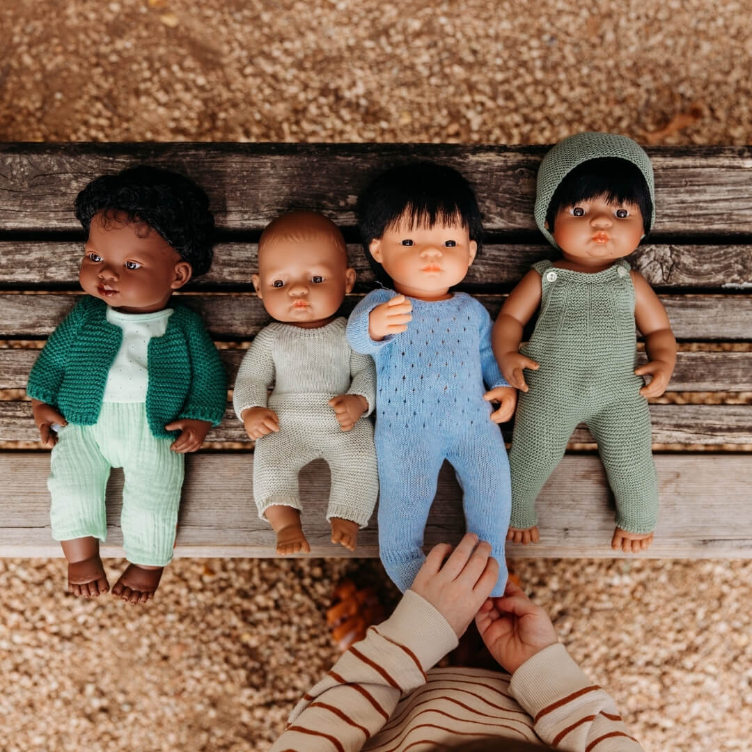 Blue Knit Doll Pajamas - 15"