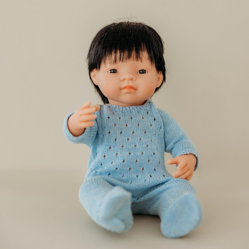 Blue Knit Doll Pajamas - 15"