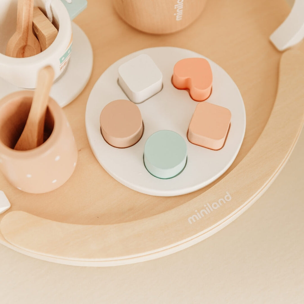 Doll-Sized Wooden Tea Set