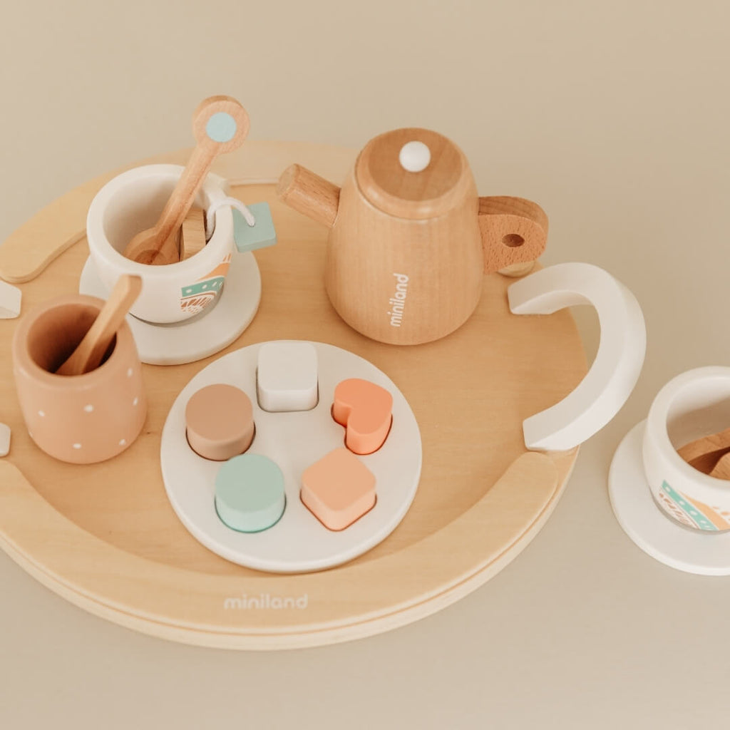 Doll-Sized Wooden Tea Set