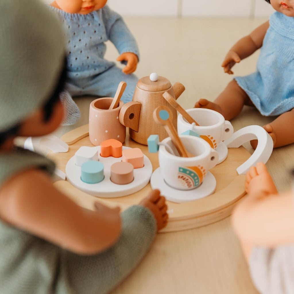 Doll-Sized Wooden Tea Set