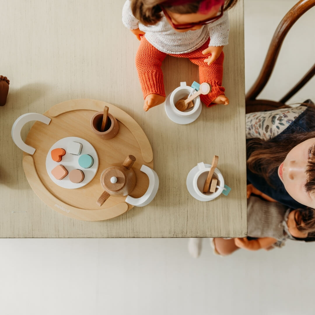 Doll-Sized Wooden Tea Set