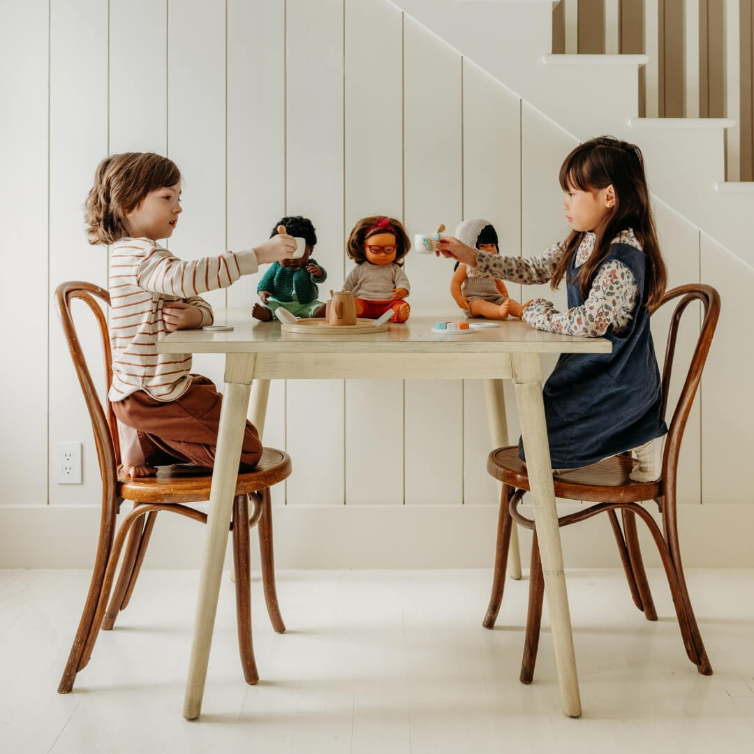 Doll-Sized Wooden Tea Set