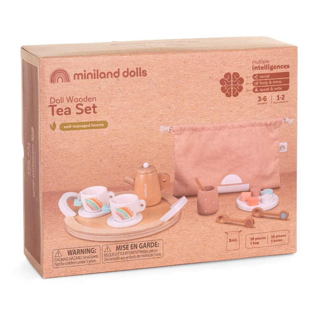 Doll-Sized Wooden Tea Set