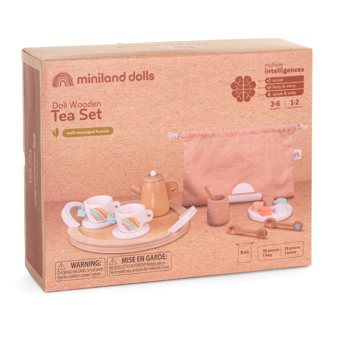 Doll-Sized Wooden Tea Set