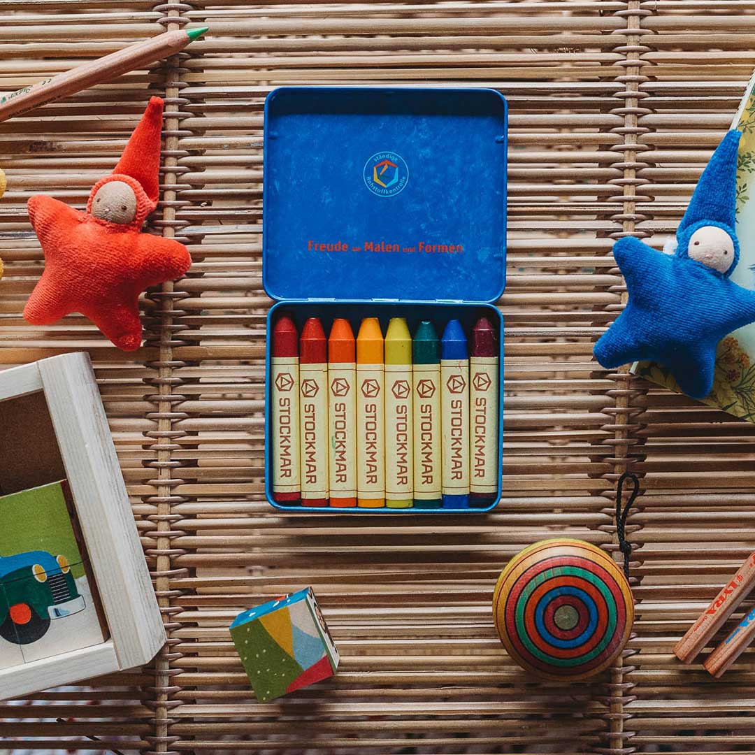 Beeswax Crayons - Waldorf Mix - 8 Sticks